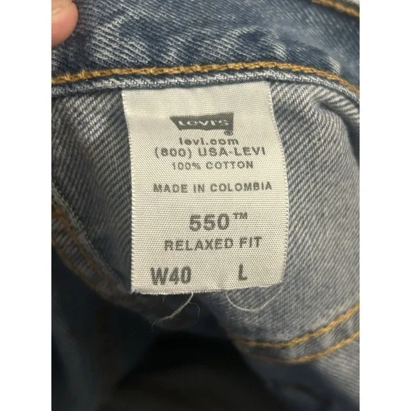 VINTAGE Levis 550 Jeans Shorts Mens 40 Relaxed Jorts Blue Denim 90s, 396 - Picture 7 of 8